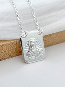 925 SILVER SCAPULAR HEART OF CHRIST AND OUR LADY OF APARECIDA MEN'S 925 SILVER PLATED - 銀色 - 查看 7