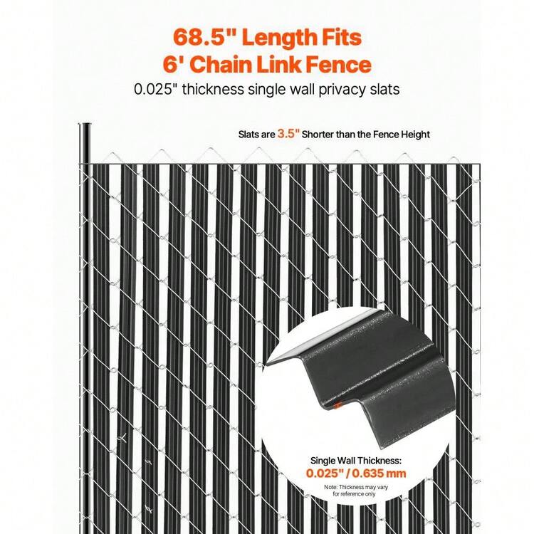 Privacy Slats For 6' High Chain Link Fence - Single-Wall Design With Bottom Lock - Enhance Security And Visual Appeal - Black - View 2