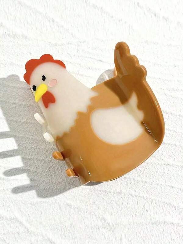 1PC Single Piece, Acetic Acid, Strong Hold For Thick And Thin Hair Elegant Hair Claw Clip For Women, Cute Cartoon Chicken Design, Oval Hair Claw For Styling, Animal Matching Fashion Accessory, Suitable For Ages 14+, Ideal Graduation Gift,Fall,Hair Accessories,Hair Accessories For Women,Travel,Hair Accessories,Accessories Women,Hair Accessory,Hair Accessories Women,Hair Tools,Hair Stuff,Stuff,Beauty Accessories,Gifts,Travel,Gifts For Women,Hair Stuff,Stocking Stuffers