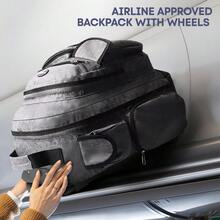 NEW YORK XPRESS 2 In 1 Carry On Travel Backpack 20" Rolling Backpack For Women Men With Wheels & Telescopic Handle For Work Weekend School & Short Trips - 灰色 - 查看 4