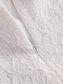 coviviky Vestido de encaje elegante para niñas, vestido de encaje con cuello Peter Pan y bordado floral