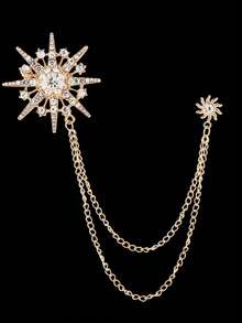 1 件长流苏满钻月亮和星星胸针，女士派对/约会服装配饰珠宝 - 星星 - 查看 18