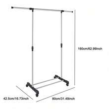 Tendedero Móvil de Acero Inoxidable con Ruedas y Altura Telescópica - Ideal para Almacenamiento de Ropa, Armarios y Suministros - Modelo-2 - Ver 2