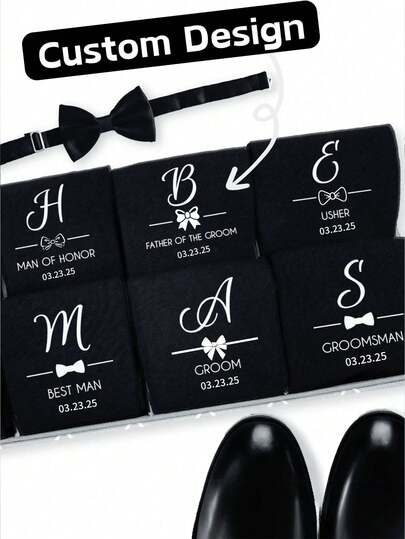 Personalized Groomsmen Socks, Personalized Custom Black Socks Customized Crew Socks,Custom Face Socks, Couple Socks, Custom Wedding Party Gift, Formal Monogram Socks, Wedding Socks - A Luxurious Personalized Dress Sock Set, Groom To Be Wedding Day ,Engagement Decoration Bachelor Party Bach Weekend Groomsman Best Man Proposal Gift Father's Day Husband Dad Present, Unisex