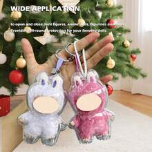 1个10厘米（4.0英寸）亚克力竖式展示盒，心意编码系列，适用于怪兽娃娃收藏品，透明吊坠架，圣诞节/生日礼物，不含娃娃 - 单包装 - 彩色 - 查看 5