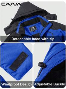 Cavva 男士冬季保暖防水防风多口袋滑雪外套，适合徒步、露营、登山、滑雪等户外活动。 - 藍色 - 查看 3