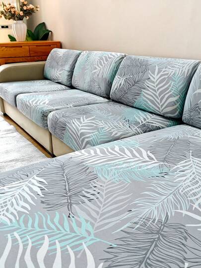 1pc Removable & Elastic Printed Sofa Seat Cushion Cover, Suitable For Living Room, Bedroom, Office Sofa Protection, Home Decor