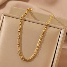 1 pieza Brazalete de cadena de acero inoxidable chapado en oro de 18K con diseño minimalista y elegante, accesorio de joyería ajustable para mujeres, adecuado para fiestas de cumpleaños, regalo para ocasiones especiales