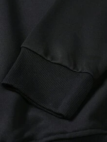 VHUTHK (250g Pure Polyester Round Neck Pullover Sweater)  Y2K Young & Eagle AndRiding To The Fullest, Dying With Glory "Skeleton Motorcycle Rider Digital Double-Sided Print ,  Filament Effect  Y2K Men's Round Neck Sweater In Autumn And Winter. - 黑色 - 查看 4