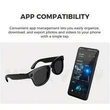 Wireless Smart Glasses, Dual Camera Recording Function, Camera Pixel 500W, Stereo 360° Surround Sound, High-Quality Lenses, Fashionable Technology Glasses, With Three Lenses (Anti-Blue Light, Anti-Ultraviolet Black, Double Brown) - 黑色 - 查看 7