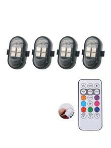 1/2/4/6个无线LED闪光灯，带遥控器，迷你灯，8种颜色，USB充电，防水防震，适用于汽车、摩托车、无人机、飞机、自行车等的LED紧急警示灯