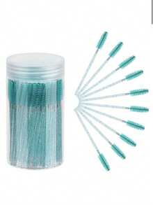 50/100 piezas Cepillo desechable de pestañas, varitas de rímel, juegos de brochas de maquillaje para extensiones de pestañas y cepillo de cejas con contenedor, cepillo de cejas, cepillo de sombra de ojos, spoolie, cepillo spoolie - Multicolor - Ver 10