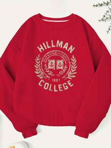 Hillman College Emblem 250g Women's Plus Size Casual Sweatshirt 2026 - Đỏ - Xem 1