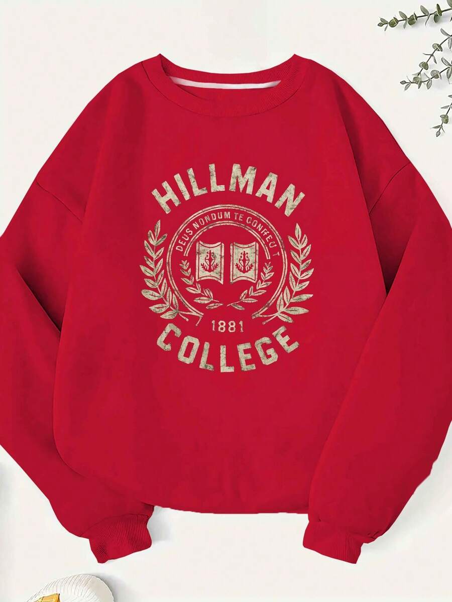 Hillman College Emblem 250g Women's Plus Size Casual Sweatshirt 2026 - Đỏ - Xem 1