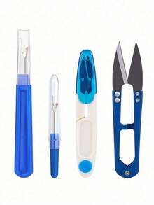 Sewing Thread Trimmer Set With Thread Cutters, Plastic-Handled Needlework Tools, And Scissors - Essential DIY Sewing Hand Tools For Quick Thread Trimming.
