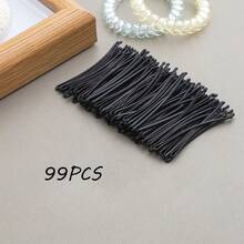 50pcs/Pack Women's Black Steel Hair Clips, Solid Color Hair Barrettes, Hair Accessories For Daily Use, Bangs, Hairpin Set Claw Clips, School Stuff