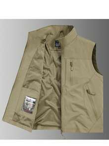 男士背心，多口袋拉链尼龙无袖夹克，适合户外、钓鱼、摄影、休闲、运动，四季皆宜