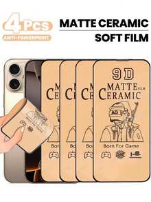 4 PIEZAS de película cerámica suave mate compatible con iPhone 17 Air 16 Pro Max 16E 15 14 Plus 13 12 Mini 11 Pro Max XS Max X XR 7 8 Plus Protector de pantalla [No es de vidrio] [Anti-huellas dactilares] [Resistente a terremotos] [Anti-caída] - transparente - Ver 16