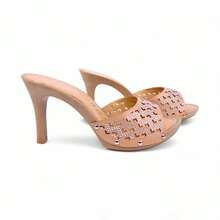 Tchocco Clogs With High Heels And Crystal Hotfix Detail - Màu be - Xem 2