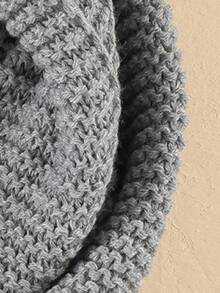 1 件儿童针织保暖围巾，适合秋冬季日常穿着 - 灰色 - 查看 3