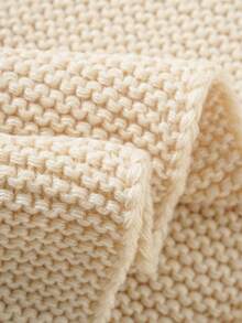 1 件儿童针织保暖围巾，适合秋冬季日常穿着 - 米色 - 查看 3