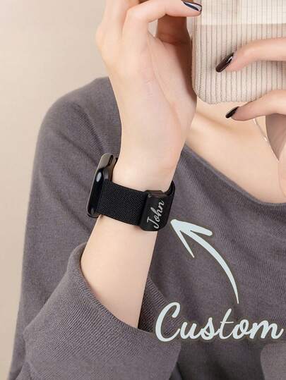 Correa de reloj magnética colorida y transpirable con nombre personalizado, un regalo de San Valentín. Compatible con Apple Watch Series S10 9 8 7 6 5 4 SE de 38mm, 40mm, 41mm, 42mm, 44mm, 45mm, 46mm, 49mm, para hombres y mujeres, parejas. Banda deportiva ajustable, accesorio de reloj inteligente, banda de moda, accesorio de reloj moderno, material ligero, cómodo de usar, banda de reloj intercambiable, adecuado para expertos en tecnología y entusiastas del fitness.