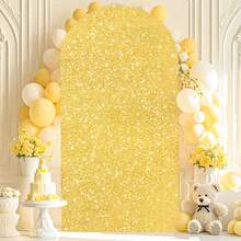 5ft/6ft/6.6ft Glitter Arch Backdrop, Rose Gold/Gold/Silver/Red, Sequin Decor, Polyester, No Power Needed, Perfect For Elegant Photography (Frame Not Included), Wedding & Party Decoration - Multicolor - View 20