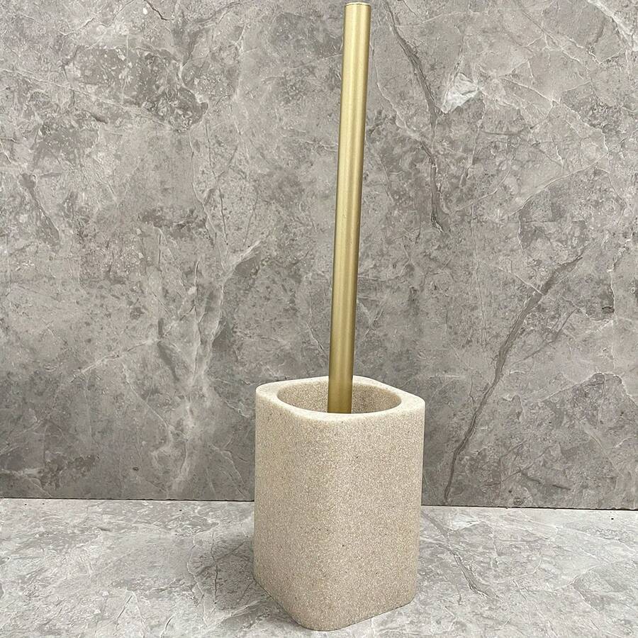快速且易于使用天然米色砂岩和白色大理石状方形砂岩方形马桶刷架