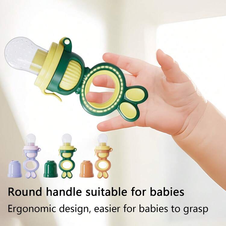 1-Piece Set Of New Baby Fruit And Vegetable Chews, Made Of Silicone, Comes With 3 Sizes Of Mesh Bags, A Rotating Push-Type Food Feeder, And A Juice Feeding Tool - 彩色 - 查看 7