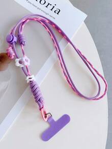 1 pieza Cordón ajustable de nailon con colgante floral, correa transversal resistente, correa para la muñeca para teléfono, cámara, bolso, unisex