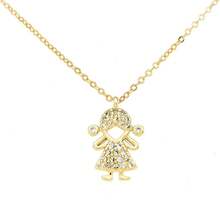 Collar de Niños Personalizable de Zirconia Color Dorado - Hijos - Chapa de oro Calidad Premium - REGALO PARA MAMÁ - Detalle Especial para Mama - Dia de Las Madres - Elegantia Jewelry (Bright, 1 Niño y 1 Niña) - Brillante - Ver 4