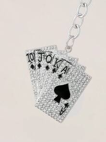 Creative Spade A Rhinestone Poker Card Red Heart A Niche Key Chain, Couples Bag Pendant , Poker Straight Flush Key Chain Pendant, Funny Key Ring Car Accessories Cute Goth Y2k Halloween Accessories Teachers Day Christmas Gift Ideas