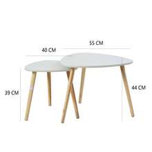 一個簡約輕奢高級感茶几娃娃屋臥室客廳小戶型迷你2pcs三角桌實木腿 咖啡桌 - 白色三角[直徑55CM] - 查看 7