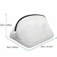 1pc White Thick Laundry Shoe Bag, Polyester Mesh Washing Bag With Zipper, Travel Shoe Storage Bag, Protective Clothing Storage Organizer Bag, Washing Machine Anti-Deformation Shoe Wash Bag