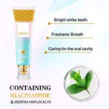 Pasta de dientes blanqueadora con niacinamida, agente blanqueador de encías y dientes, probióticos que eliminan el mal aliento y mantienen la boca fresca, la niacinamida repara y protege los dientes, restaura el blanco natural de los dientes, refresca el aliento, imprescindible para viajes y familias, 100g