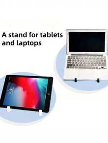 Adjustable Foldable Tablet And Mini Laptop Stand - Portable Ergonomic Stand, Portable Keyboard Height Riser, With Adhesive Pad, Aluminum Frame, Multi-Angle Viewing, Black Base And Metal Wire Frame, For IPad And Other Devices, Suitable For Office Work And Study (Self-Assembly Required) - Multicolor - View 8
