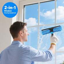 13.7ft Window Cleaning Equipment - Window Cleaner With Squeegee & Scrubber, Extendable Pole For Hard-To-Reach Windows, Includes Replacement Microfiber Pads & Rubber Blades - Blue - View 8