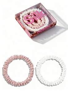 2 pièces Chouchous en soie de mûrier 100%, élastiques fins en soie de mûrier, ensemble de chouchous en soie de mûrier 22 momme pour femmes aux cheveux bouclés et fins, Srevela, porte-queue de cheval - Multicolore - Voir 14
