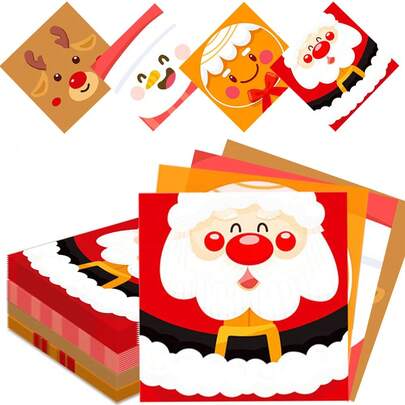 20 pezzi/40 pezzi Tovaglioli monouso per feste di Natale con Babbo Natale, pupazzo di neve, omino di pan di zenzero, alce, per cene, cocktail, bevande, per feste invernali, decorazioni natalizie per cucina, bagno e festa