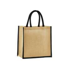 Mini Starched Jute Gift Bag (Natural/Black) - Beige - View 1