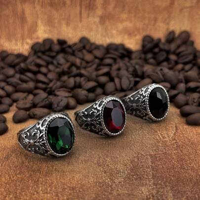 Anello in acciaio inossidabile da uomo con design a croce vintage, con zirconia cubica rettangolare - accessorio di moda in stile minimalista