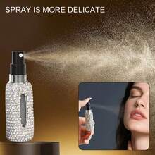 1pc Premium Diamond Encrusted Perfume Travel Spray Bottle, 5ml Refillable Mini Atomizer, Vacuum Embossed Design, Moisturizing Cosmetic Sample - White - View 7