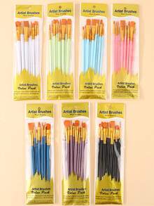 10 件套油漆刷套装、水彩刷、油画笔、丙烯画笔、水彩刷、着色刷、彩色铅笔、尼龙刷、衬里刷、水彩艺术刷套装、平头刷、调色板、尼龙毛水彩刷套装，适合学生和艺术家的完美新年礼物，适用于绘画和 DIY 丙烯画，适合学生和成人