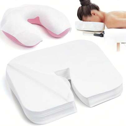 100pcs Disposable Cradle Covers, Ultra-Soft U-Shaped Hole Massage Towels, Non-Stick Face Masks For Massage Tables And Chairs