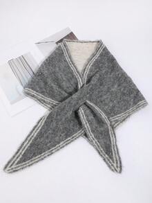 قطعة واحدة وشاح/شال مثلث من خليط الصوف المحبوك دافئ وعملي للنساء، مناسب للمواعيد والتسوق والخروجات اليومية