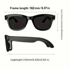 Wireless Smart Glasses, Dual Camera Recording Function, Camera Pixel 500W, Stereo 360° Surround Sound, High-Quality Lenses, Fashionable Technology Glasses, With Three Lenses (Anti-Blue Light, Anti-Ultraviolet Black, Double Brown) - 黑色 - 查看 3