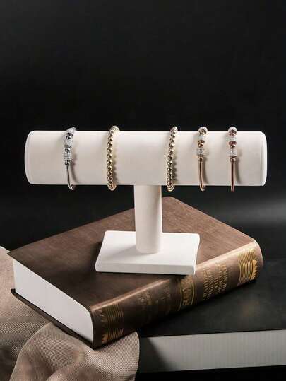 1 pieza Elegante soporte de joyería en forma de T de terciopelo negro - Soporte de escritorio para joyas, regalo del Día de la Madre, adecuado para vitrinas de exhibición minoristas, sin necesidad de electricidad, base de plástico resistente, excelente para collares, pulseras y relojes, almohadilla de terciopelo, organizador de escritorio multifuncional de oficina, sin necesidad de electricidad - Adecuado para otros tipos de montaje de joyas ovaladas