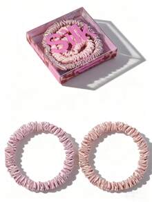 2 pièces Chouchous en soie de mûrier 100%, élastiques fins en soie de mûrier, ensemble de chouchous en soie de mûrier 22 momme pour femmes aux cheveux bouclés et fins, Srevela, porte-queue de cheval - Multicolore - Voir 42