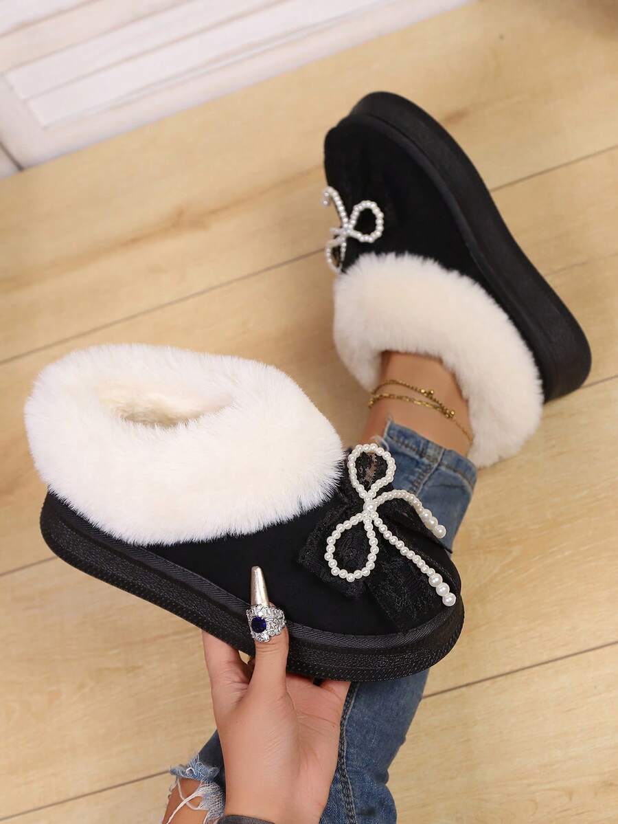 Thick Sole Short Ankle Snow Boots, Platform Thick Bottom Short Tube Winter Warm Velvet Women Shoes
