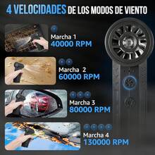 Nasjac Plumero de Aire Comprimido Eléctrico, 16 en 1 Soplador de aire Inalambrico de 130000RPM para limpiador Teclado y PC, Pistola de Aire Comprimido con Luz LED, Ventilador Turbo con 4 Velocidades - Negro - Ver 1